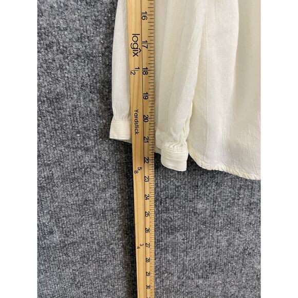 Chico's Blouse Women's Size 3 16/18 Cream Color Embroidered Beading Boho Lagon - Picture 4 of 10